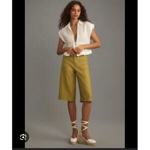 Anthropologie Maeve The Colette Longline Linen Blend Shorts Size: 25